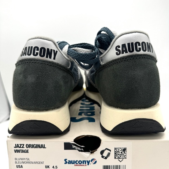 NWT Saucony Jazz Vintage Classic Sneakers Navy Blue White Silver Original Shoes - Picture 8 of 16
